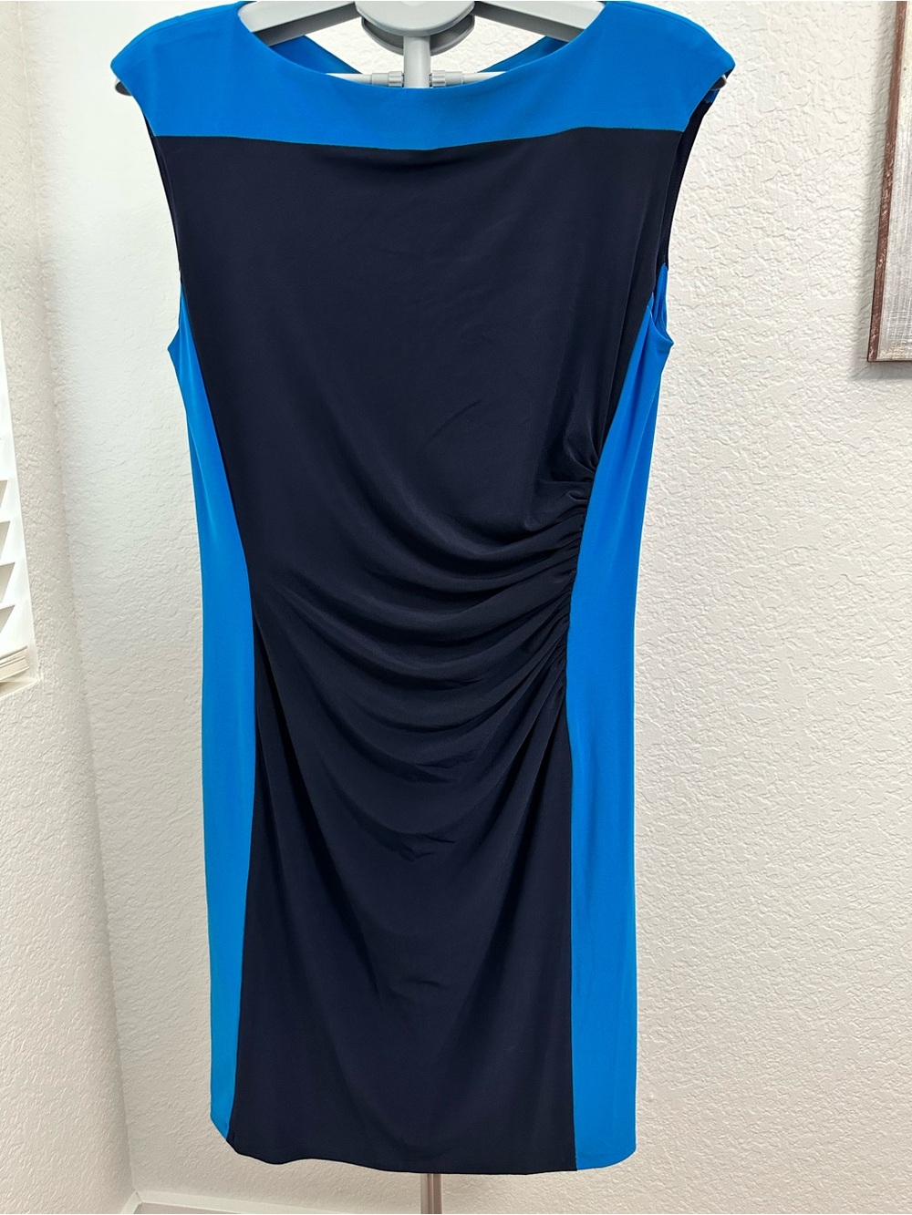 Lauren Ralph Lauren Navy and Bright Blue Colorblock Sheath Dress
